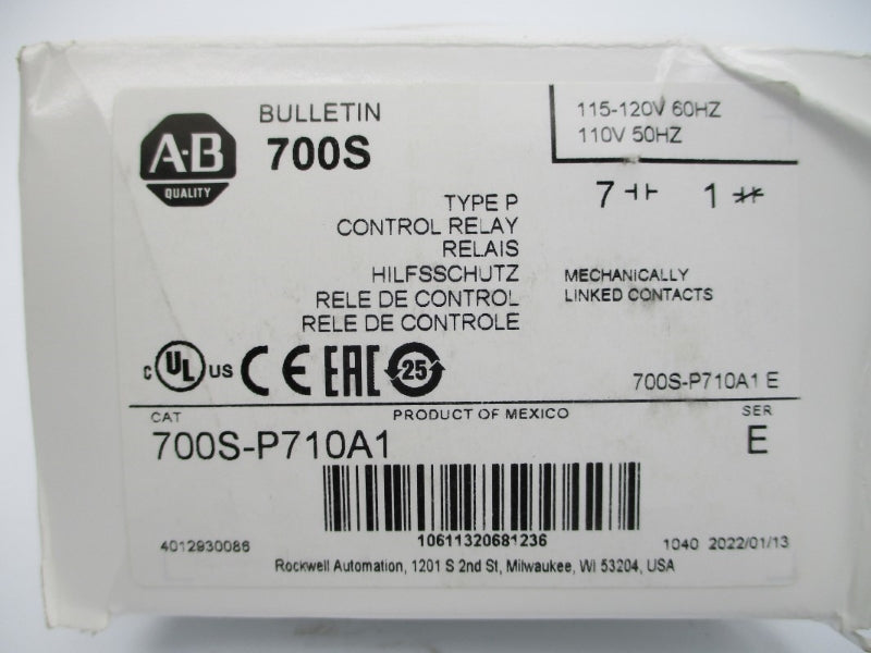 ALLEN BRADLEY 700S-P710A1 SER. E 110/115-120V (WH) NSMP