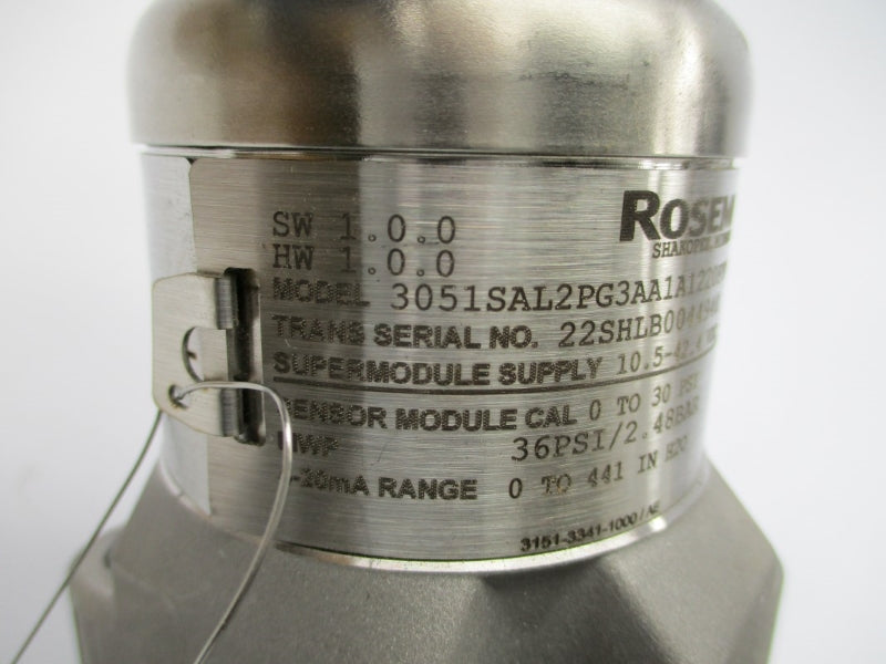 ROSEMOUNT 3051SAL2PG3AA1A1220FFF71DA00R05E5L4M5T1 10.5-42.4VDC 36PSI NSMP