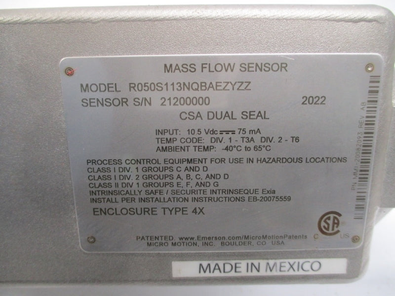 EMERSON R050S113NQBAEZYZZ 10.5VDC 275PSI -100'-+150'C NSNP