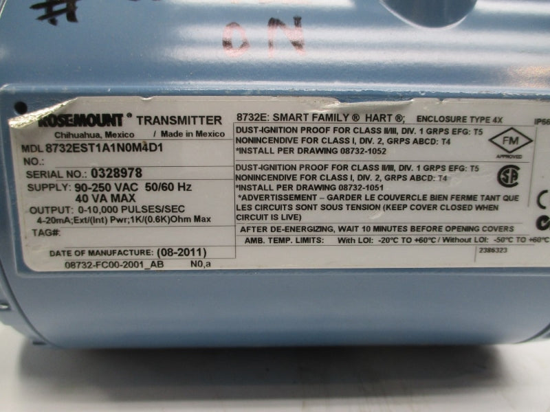 ROSEMOUNT 8732EST1A1N0M4D1 90-250VAC 0.5A 740PSI NSNP