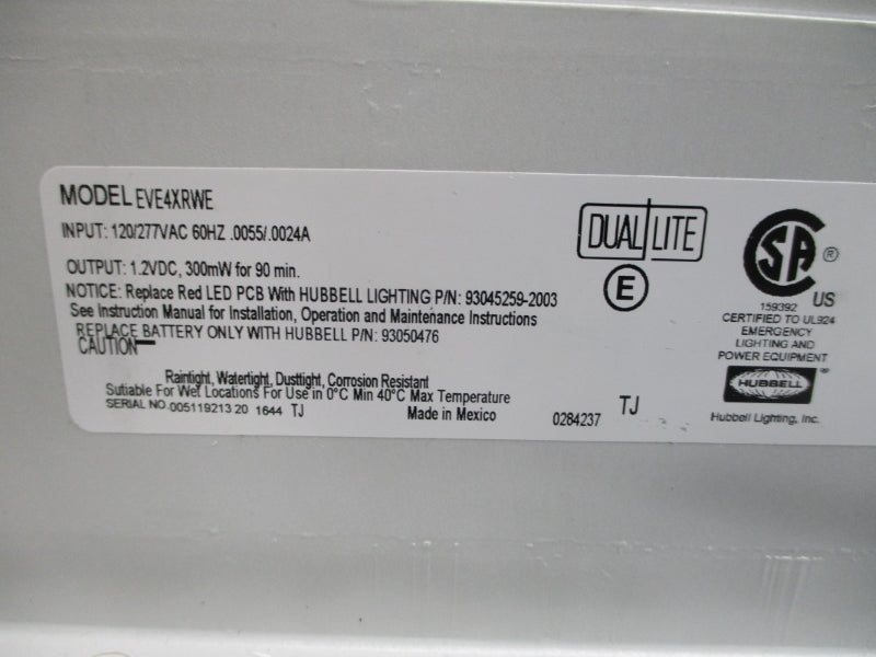 DUAL LITE EVE4XRWE 120/277VAC .0055/.0024A NSNP