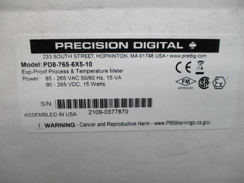 PRECISION DIGITAL PD8-765-6X5-10 85-265VAC NSMP