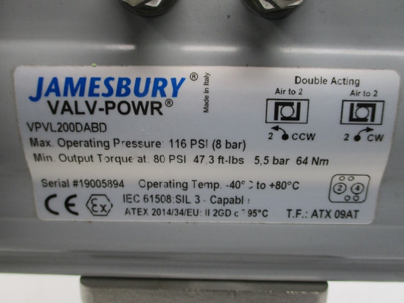 JAMESBURY VPVL200DABD PFB2236XTB 2000PSI 2" NSNP