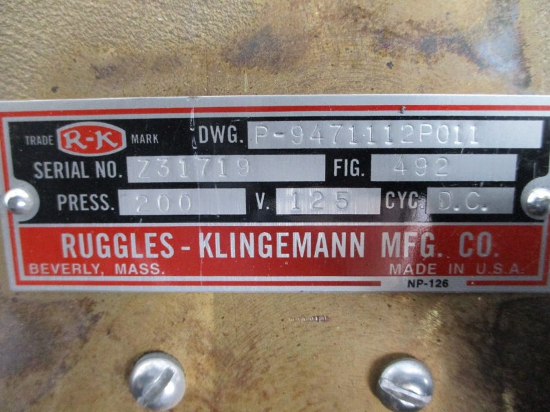 RUGGLES KLINGEMANN P-9471112P011 492 200VDC NSNP
