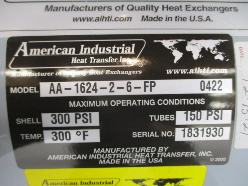 AMERICAN INDUSTRIAL AA-1624-2-6-FP 300PSI 300'F NSNP
