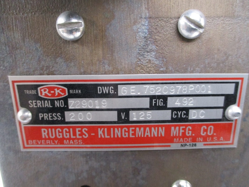 RUGGLES KLINGEMANN GE.752C978P001 492 200VDC NSNP