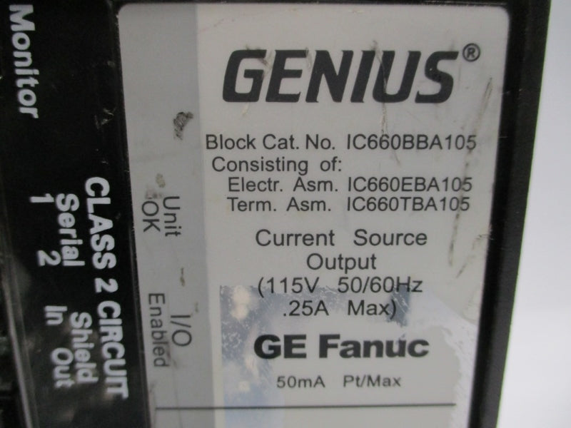 GENIUS GE FANUC IC660BBA105 115V .25A NSNP