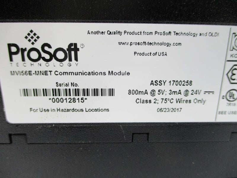 PROSOFT TECHNOLOGY MVI56E-MNET 24V NSMP