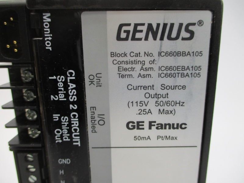 GE FANUC GENIUS IC660BBA105N 115VAC .25A NSMP