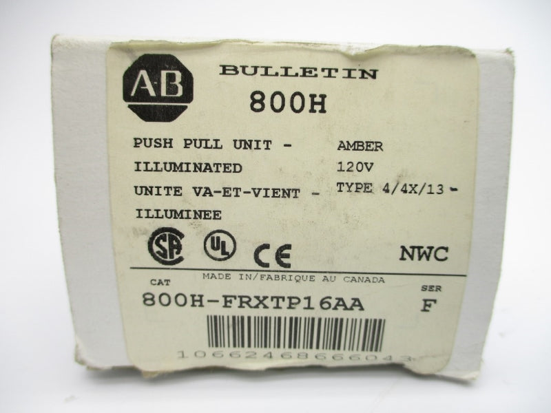 ALLEN BRADLEY 800H-FRXTP16AA SER. F 120V (WH) NSMP