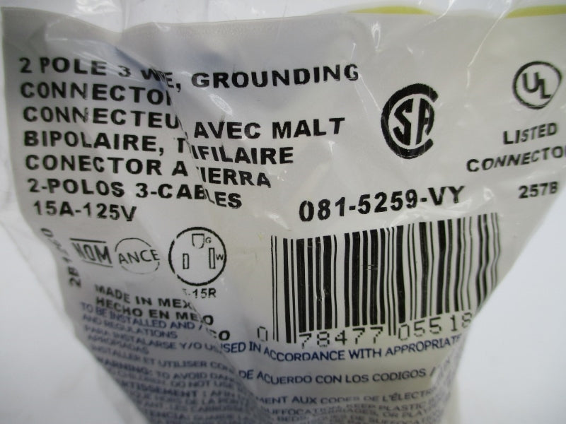 LEVITON 5259-VY 125V 15A (PKG OF 10) NSMP