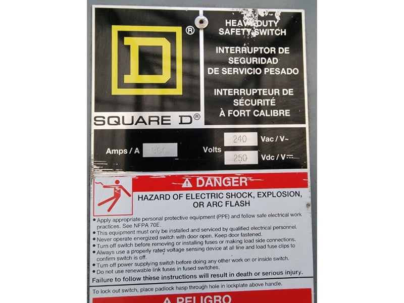SQUARE D H327N SER. E04 240VAC 800A (AS PICTURED) NSNP
