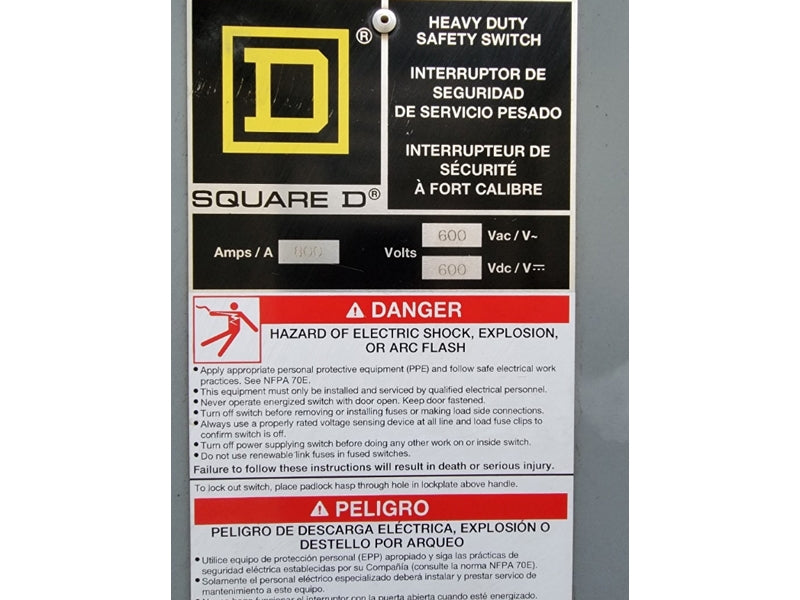 SQUARE D H367 SER. E04 600VAC 800A (AS PICTURED) NSNP