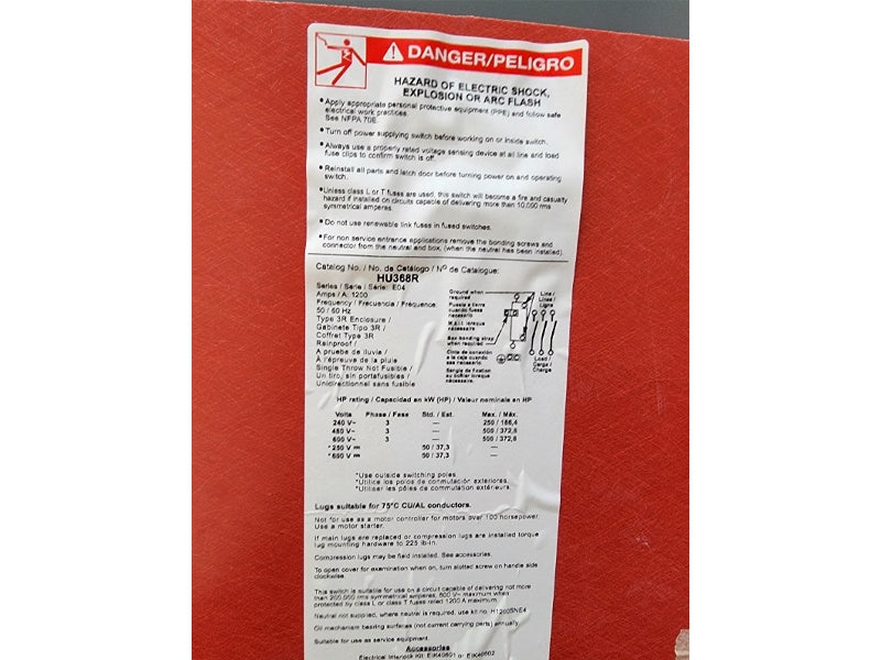 SQUARE D HU368R SER. E04 600VAC 1200A (AS PICTURED2) NSNP