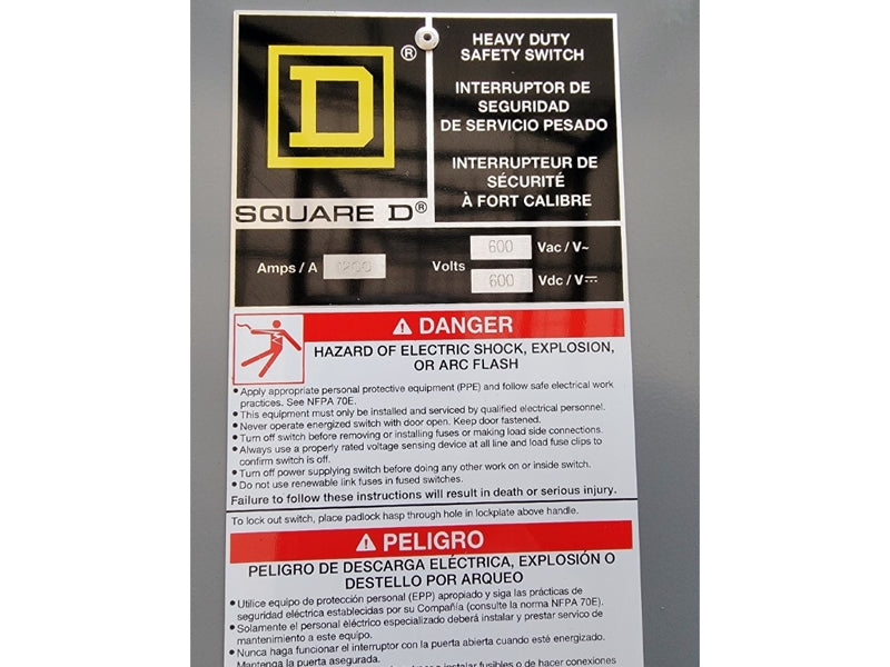 SQUARE D HU368R SER. E04 600VAC 1200A (AS PICTURED2) NSNP