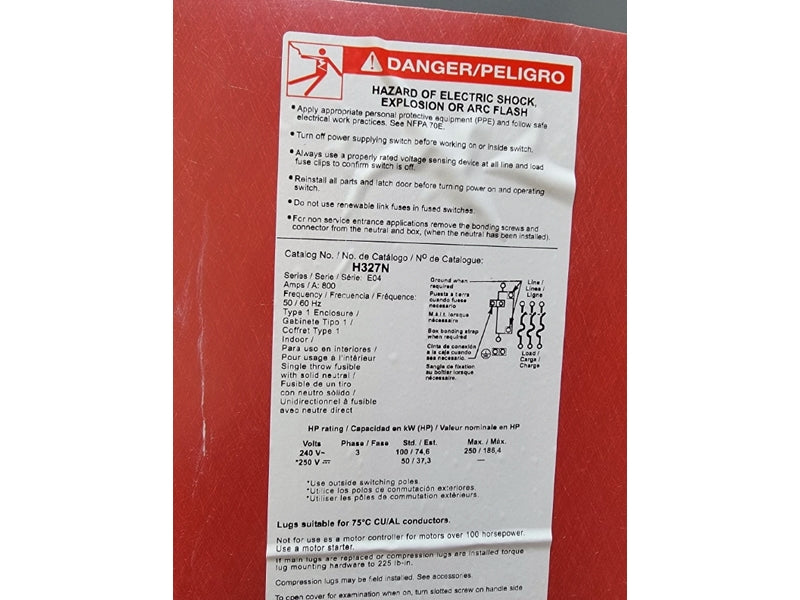 SQUARE D H327N SER. E04 240VAC 800A (AS PICTURED1) NSNP