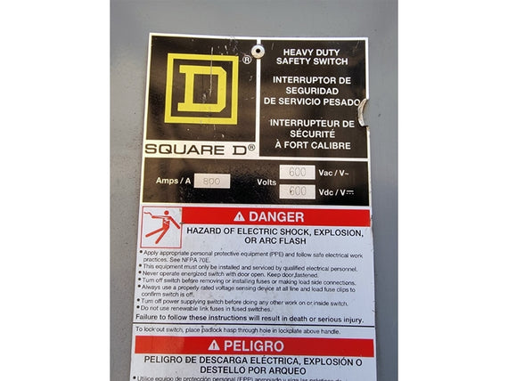 SQUARE D H367NR SER. E04 600VAC 800A (AS PICTURED) NSNP