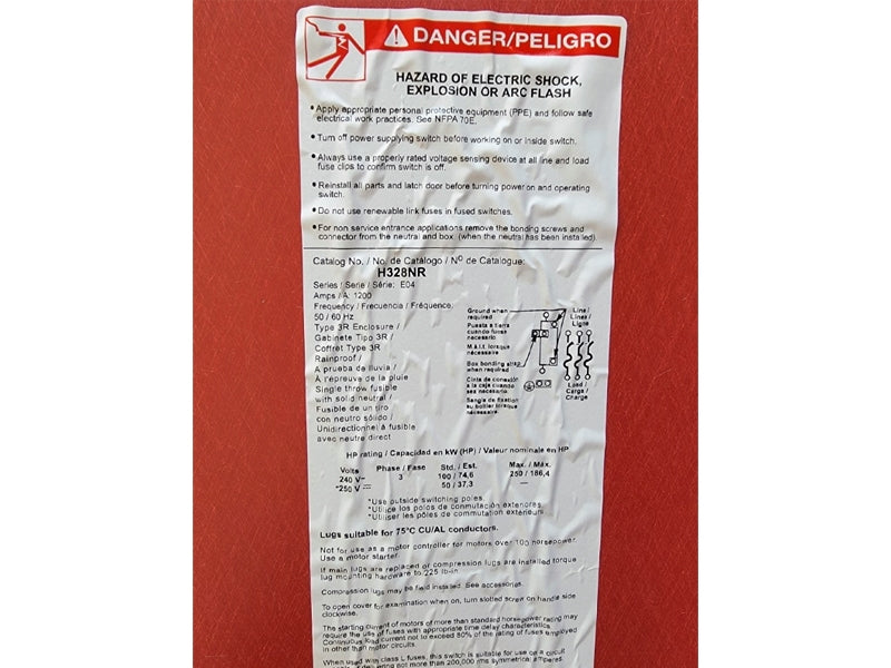 SQUARE D H328NR SER. E04 240VAC 1200A (AS PICTURED) NSNP