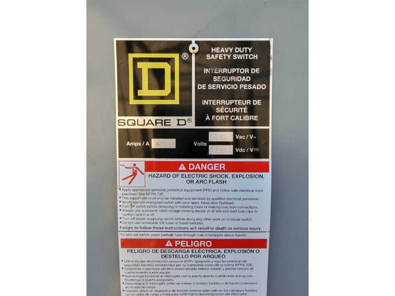 SQUARE D H327NR SER. E04 240VAC 800A (AS PICTURED1) NSNP