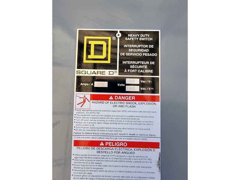 SQUARE D HU368R SER. E04 600VAC 1200A (AS PICTURED3) NSNP