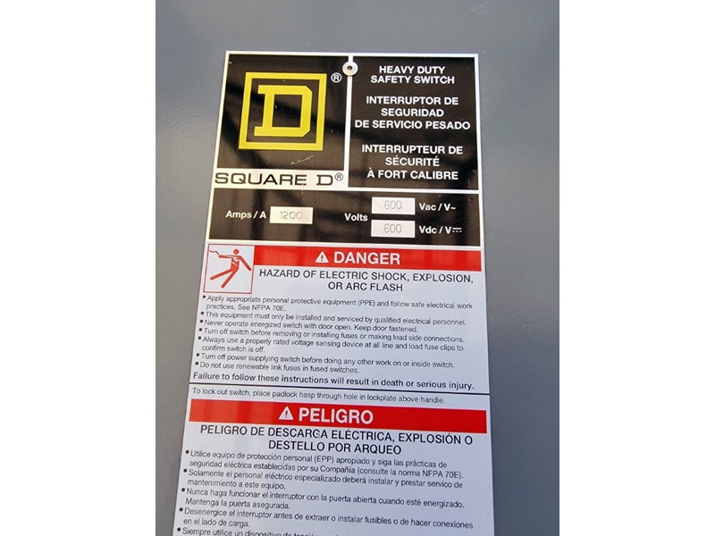 SQUARE D HU368 SER. E04 600VAC 1200A (AS PICTURED) NSNP