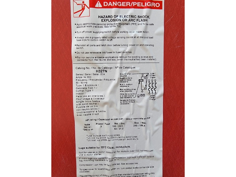 SQUARE D H327N SER. E04 240VAC 800A (AS PICTURED3) NSNP