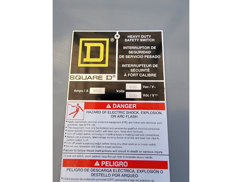 SQUARE D H368R SER. E04 600VAC 1200A (AS PICTURED) NSNP