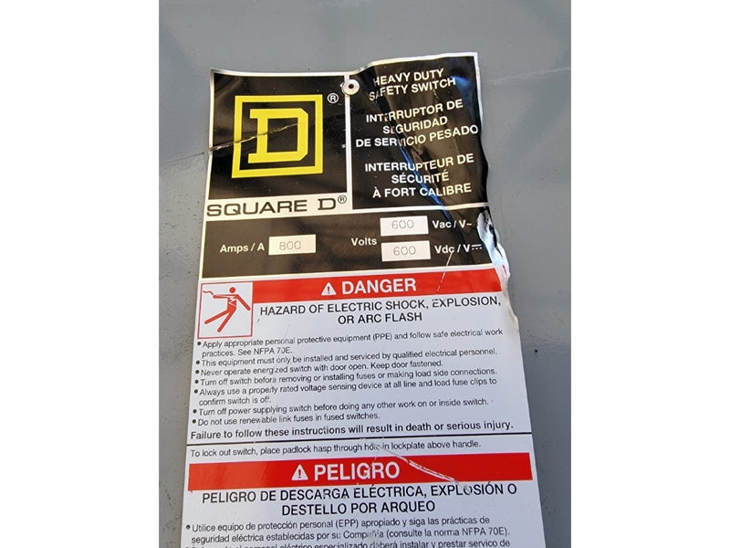 SQUARE D H367NR SER. E04 600VAC 800A (AS PICTURED1) NSNP