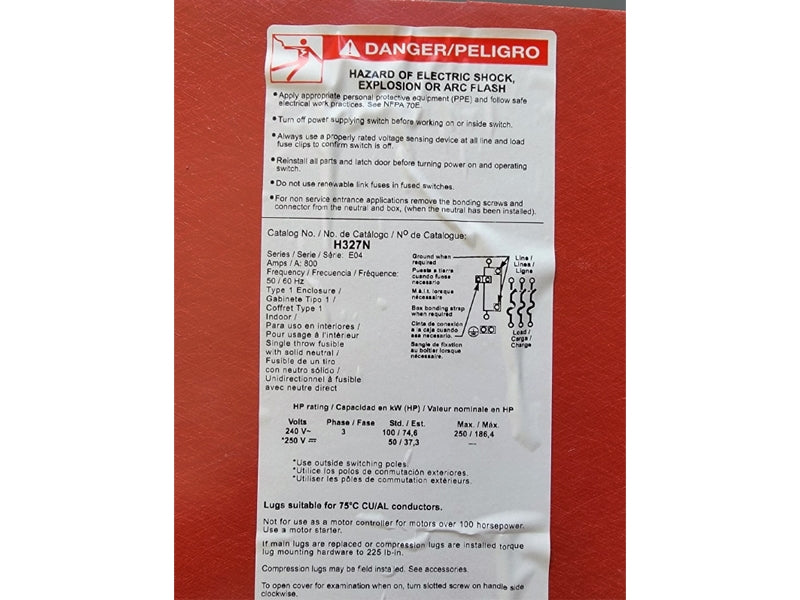 SQUARE D H327N SER. E04 240VAC 800A (AS PICTURED4) NSNP