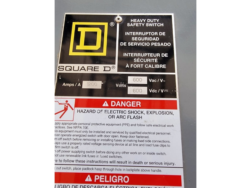 SQUARE D H368N SER. E04 600VAC 1200A (AS PICTURED) NSNP