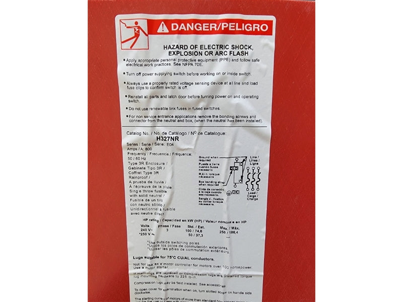 SQUARE D H327NR SER. E04 240VAC 800A (AS PICTURED2) NSNP