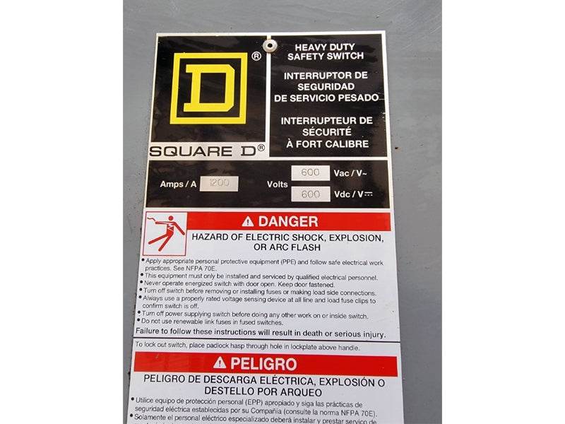 SQUARE D HU368 SER. E04 600VAC 1200A (AS PICTURED2) NSNP