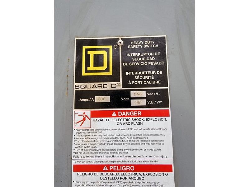 SQUARE D H327N SER. E04 240VAC 800A (AS PICTURED5) NSNP