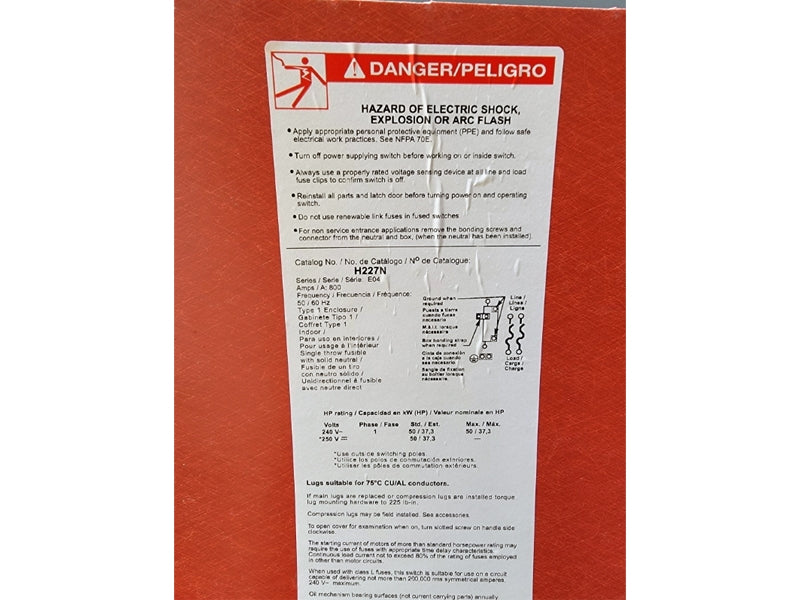 SQUARE D H227N SER. E04 240VAC 800A (AS PICTURED1) NSNP