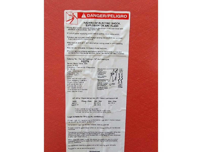 SQUARE D H227N SER. E04 240VAC 800A (AS PICTURED2) NSNP