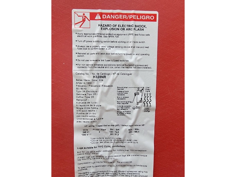 SQUARE D H328NR SER. E04 240VAC 1200A (AS PICTURED2) NSNP