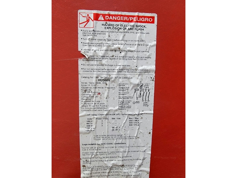 SQUARE D HU368R SER. E04 600VAC 1200A (AS PICTURED5) NSNP