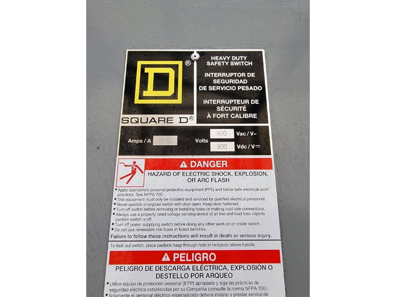 SQUARE D H367R SER. E04 600VAC 800A (AS PICTURED) NSNP
