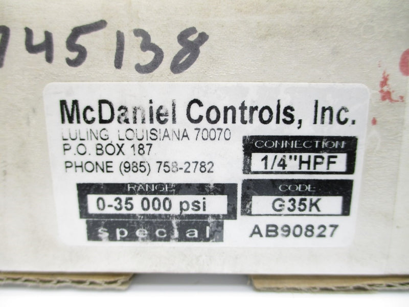 MCDANIEL CONTROLS AB90827 0-35000PSI 1/4" NSMP