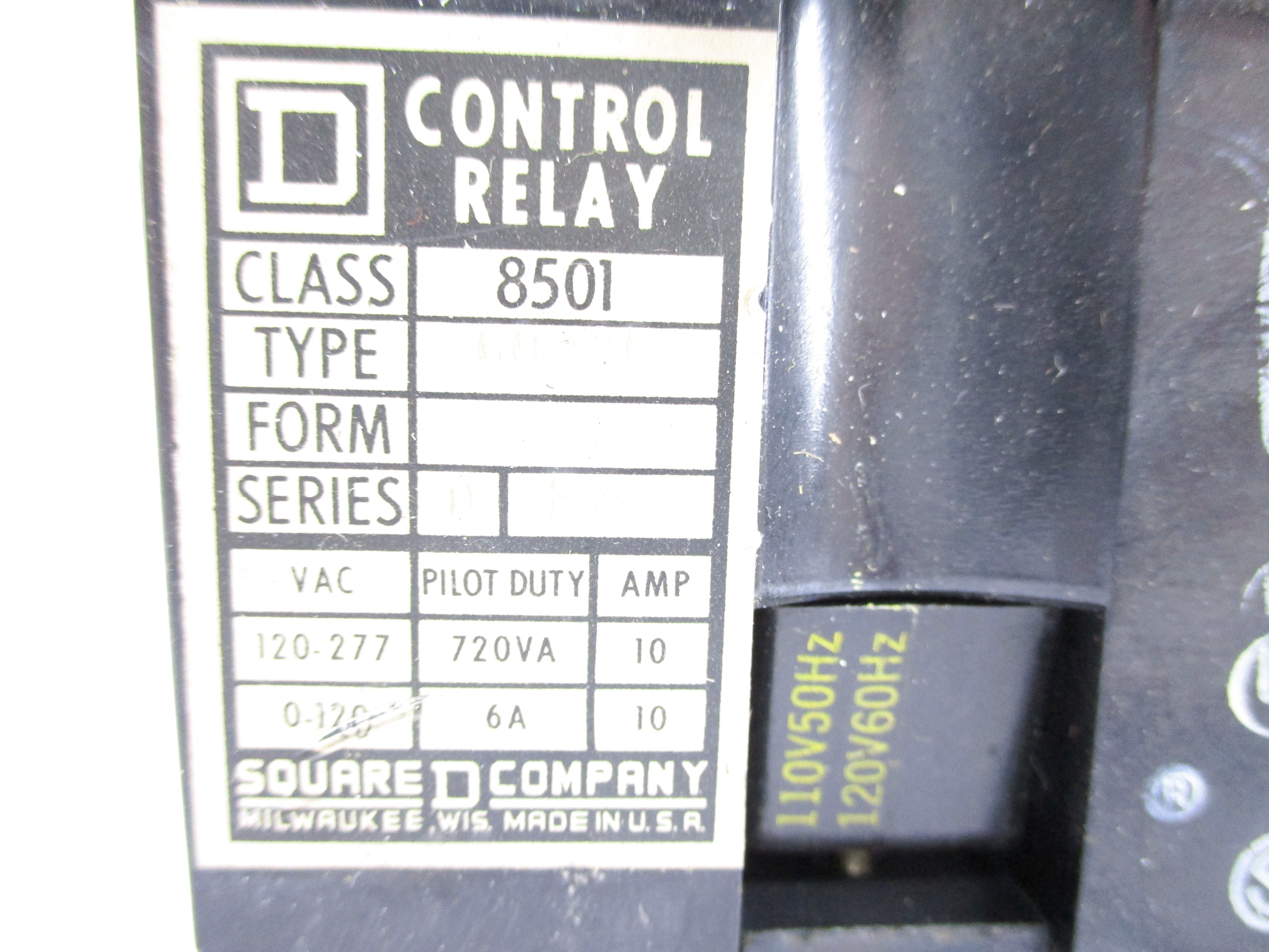 SQUARE D 8501G020 SER. D 110-120V UNMP