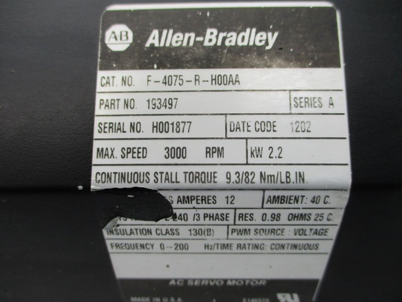 ALLEN BRADLEY F-4075-R-H00AA SER. A 12A UNMP