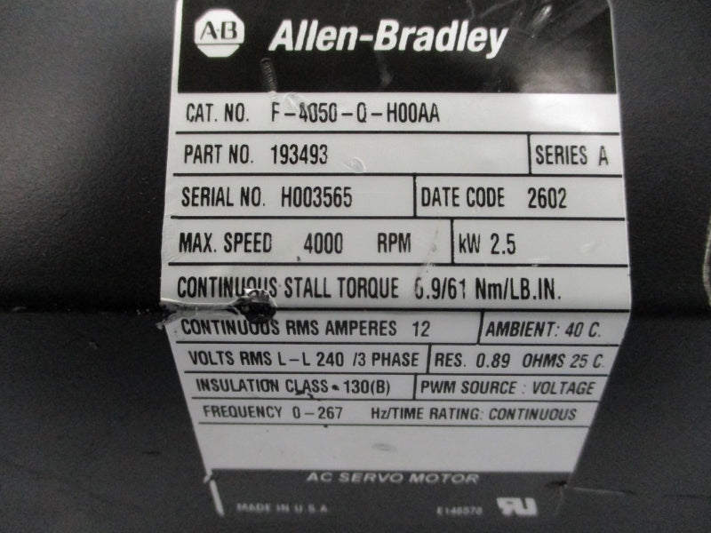 ALLEN BRADLEY F-4050-Q-H00AA SER. A 12A NSNP