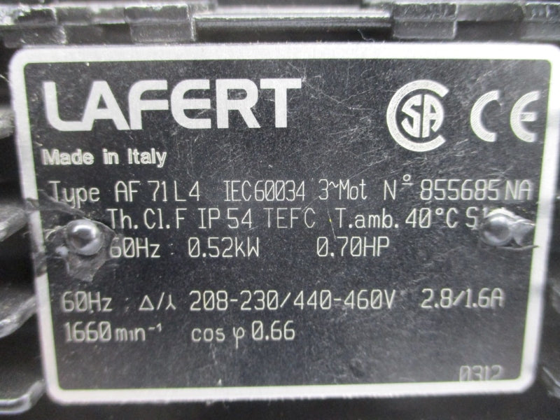 LAFERT AF71L4 208-230/440-460V 2.8/1.6A NSNP
