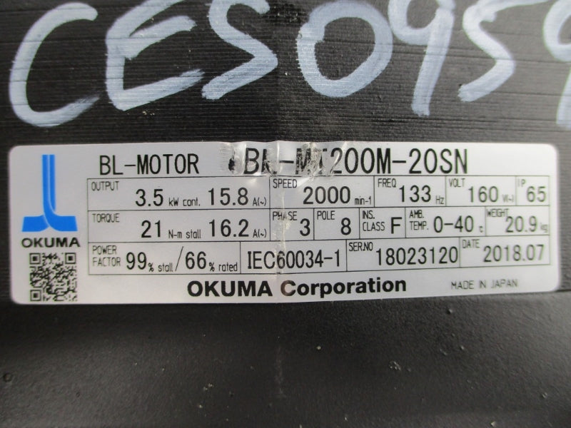 OKUMA BL-MT200M-20SN 160V 15.8/16.2A NSNP