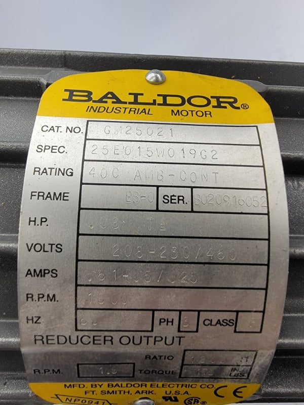 BALDOR GM25021 208-230/460V .61-.5/.25A NSNP