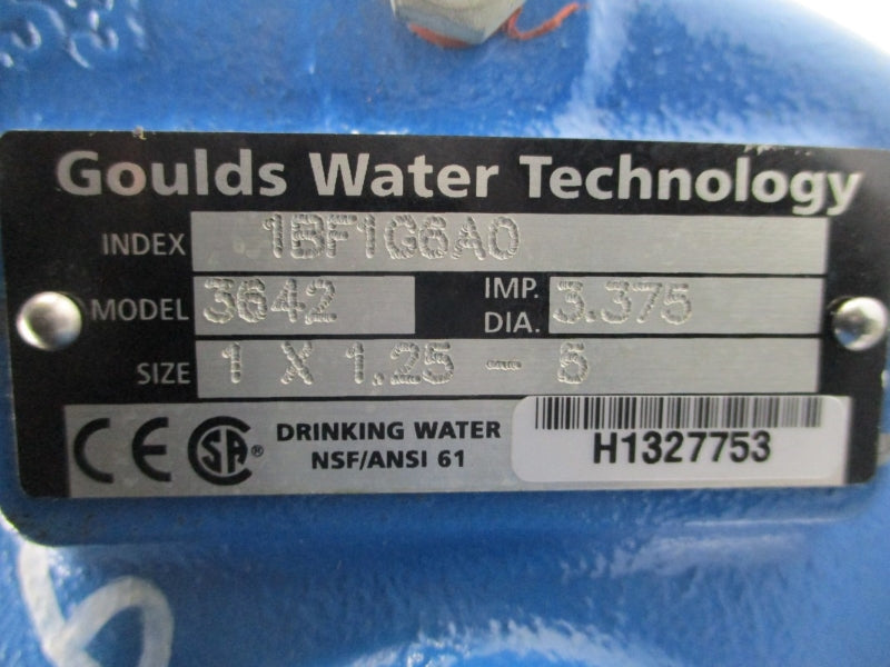 GOULDS WATER TECHNOLOGY 1BF1G6A0 3642 W/ BLUFFTON MOTOR WORKS 1313017116 575V 2.3A UNMP