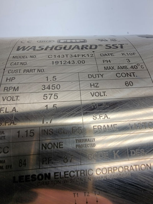 LEESON ELECTRIC 191243.00 C143T34FK12 575V 1.5A (AS PICTURED) NSNP