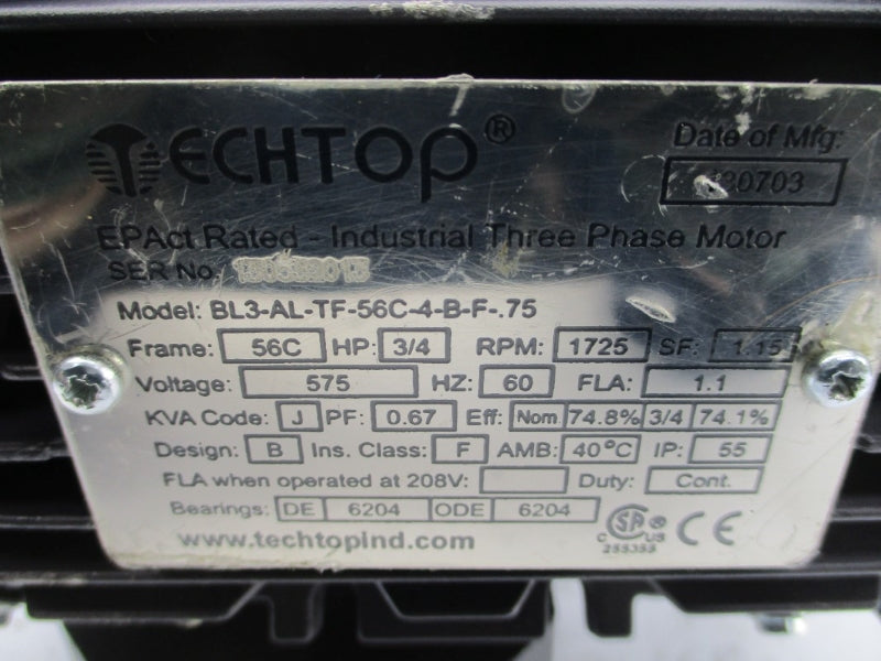 TECHTOP BL3-AL-TF-56C-4-B-F-.75 575V 1.1A NSNP