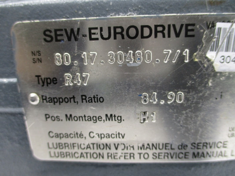 SEW EURODRIVE R47DT71D4 230/460V 2/1A NSNP