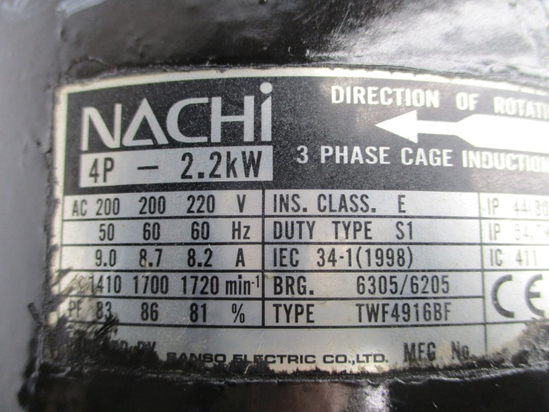NACHI UVN-1A-1A4-22-4-Q24-6063B 200/220V 9.0/8.7/8.2A REMAN